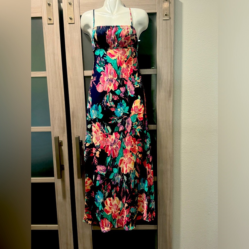 Hello Molly Beautiful, sexy maxi dress. NWT Blue with floral print.